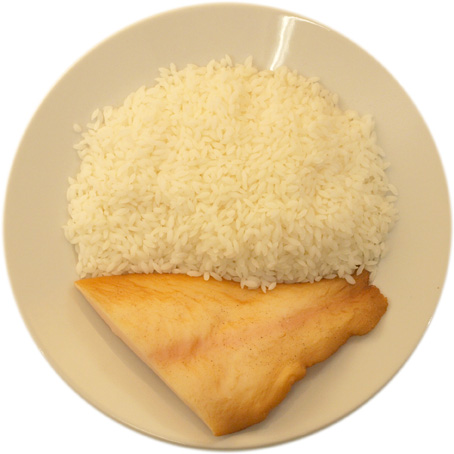 Fisch mit nur Reis